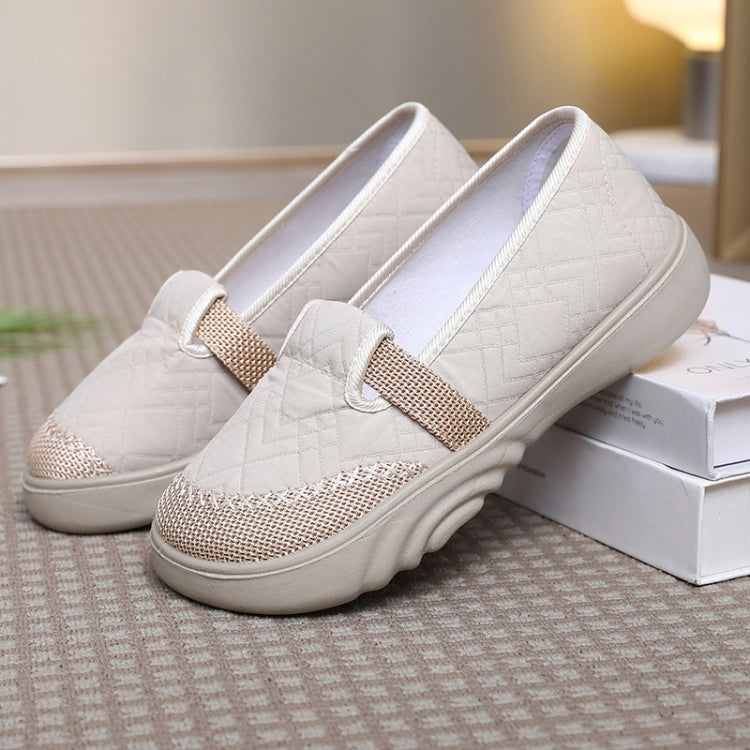 Breathable Women Shoes Soft Sole Comfortable Casual Shoes Linen Shallow Flats Slip-on Loafers, Size: 36