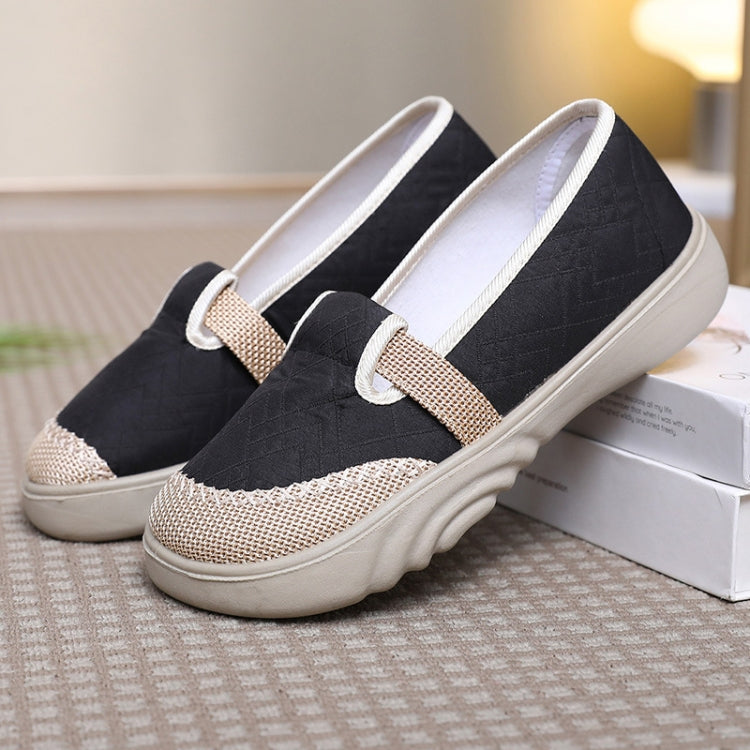 Breathable Women Shoes Soft Sole Comfortable Casual Shoes Linen Shallow Flats Slip-on Loafers, Size: 41