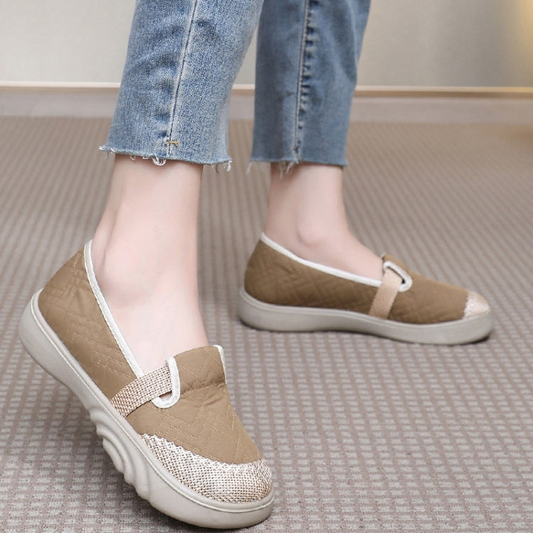 Breathable Women Shoes Soft Sole Comfortable Casual Shoes Linen Shallow Flats Slip-on Loafers, Size: 39