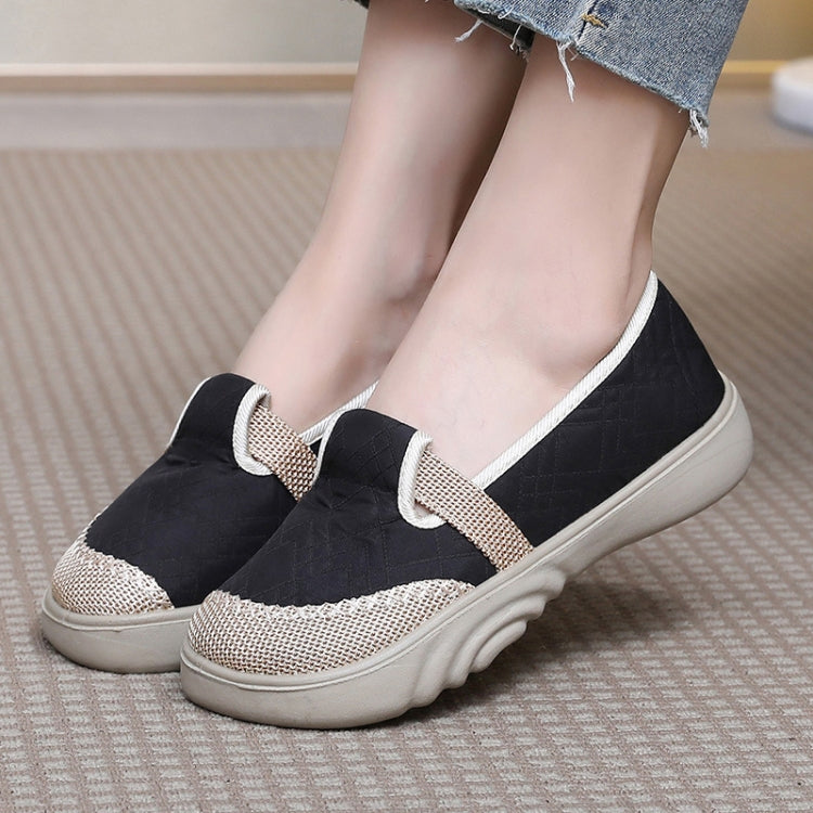 Breathable Women Shoes Soft Sole Comfortable Casual Shoes Linen Shallow Flats Slip-on Loafers, Size: 40
