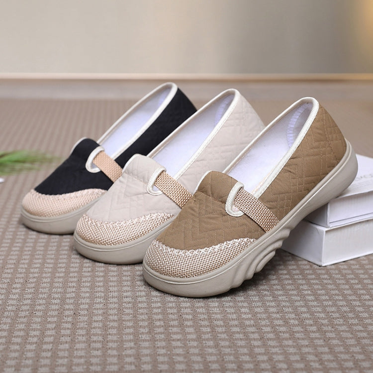 Breathable Women Shoes Soft Sole Comfortable Casual Shoes Linen Shallow Flats Slip-on Loafers, Size: 41