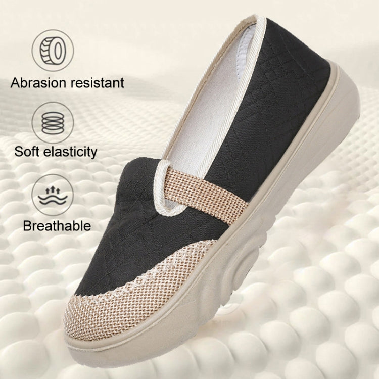 Breathable Women Shoes Soft Sole Comfortable Casual Shoes Linen Shallow Flats Slip-on Loafers, Size: 36