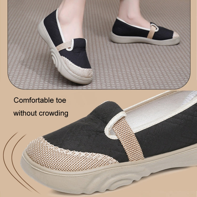 Breathable Women Shoes Soft Sole Comfortable Casual Shoes Linen Shallow Flats Slip-on Loafers, Size: 35