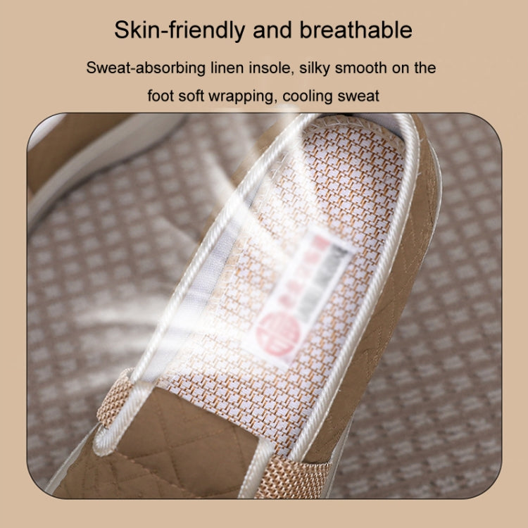 Breathable Women Shoes Soft Sole Comfortable Casual Shoes Linen Shallow Flats Slip-on Loafers, Size: 41