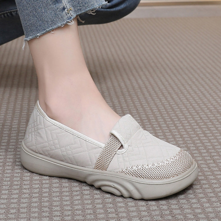 Breathable Women Shoes Soft Sole Comfortable Casual Shoes Linen Shallow Flats Slip-on Loafers, Size: 40