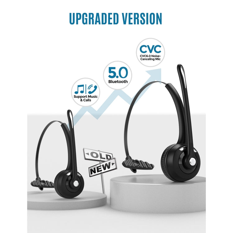 Bluetooth 5.0 Mono Wireless Business Headset Customer Service Dedicated Headset - Black