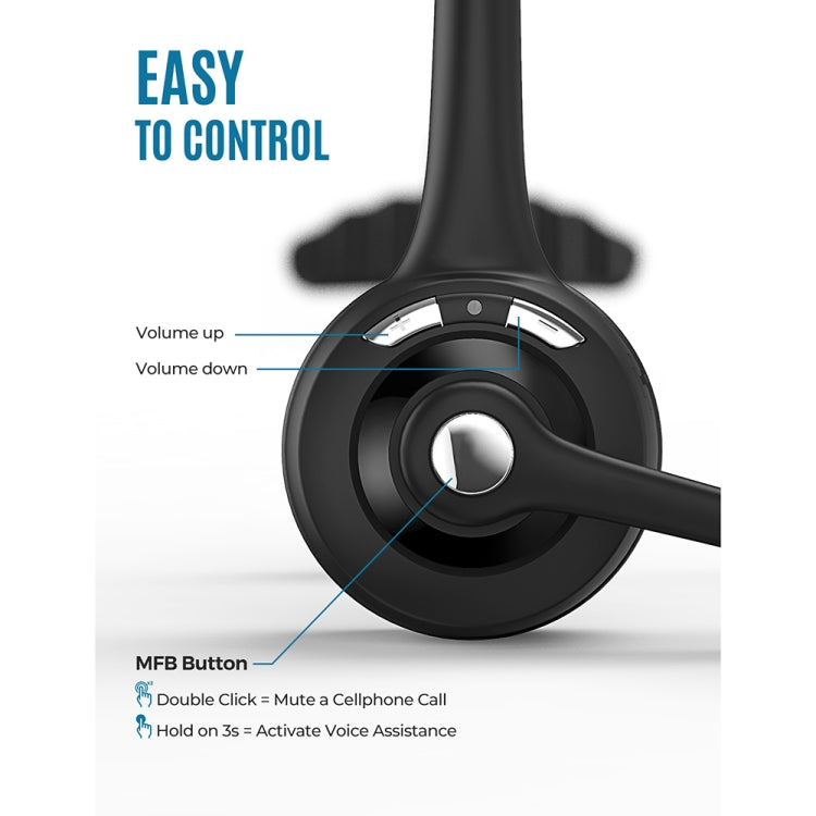 Bluetooth 5.0 Mono Wireless Business Headset Customer Service Dedicated Headset - Black