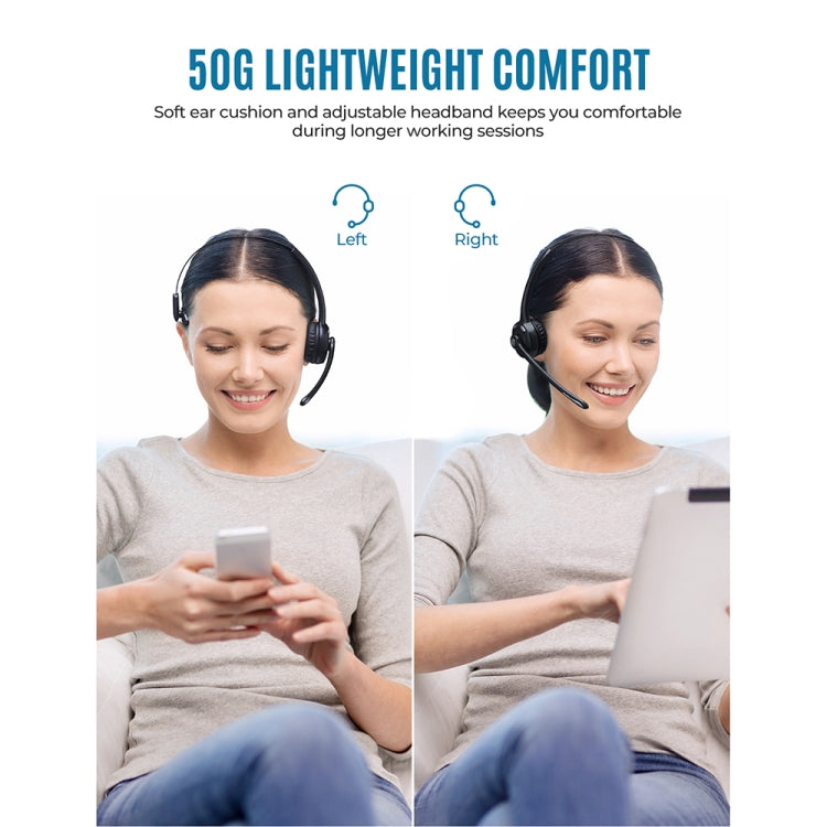 Bluetooth 5.0 Mono Wireless Business Headset Customer Service Dedicated Headset - Black