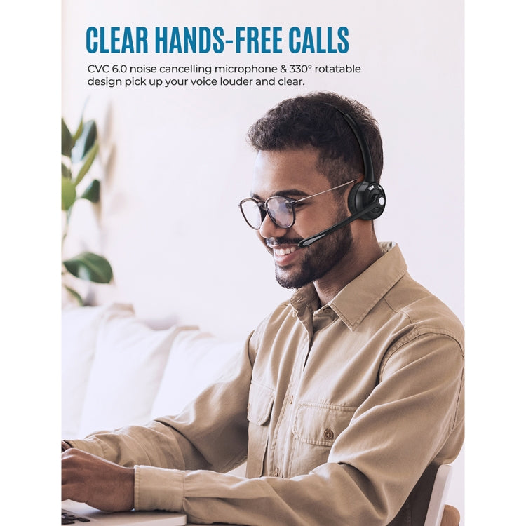 Bluetooth 5.0 Mono Wireless Business Headset Customer Service Dedicated Headset - Black