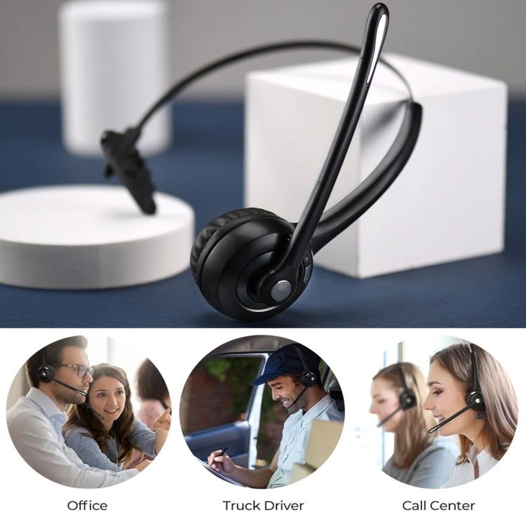 Bluetooth 5.0 Mono Wireless Business Headset Customer Service Dedicated Headset - Black