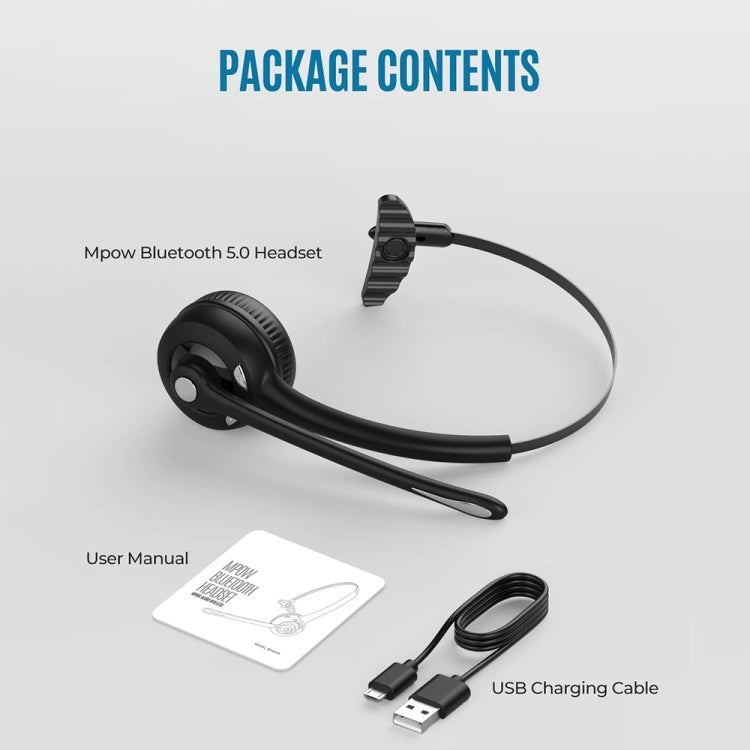 Bluetooth 5.0 Mono Wireless Business Headset Customer Service Dedicated Headset - Black