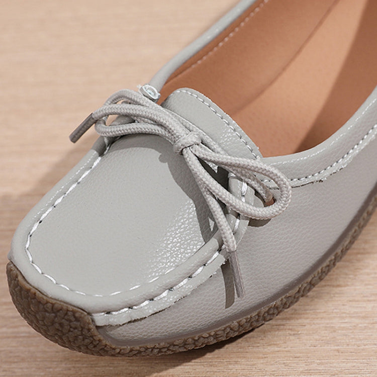 Women Casual Loafers Soft Leather Mom Flat Shoes Anti-slip Work Casual Shoes, Size: 39
