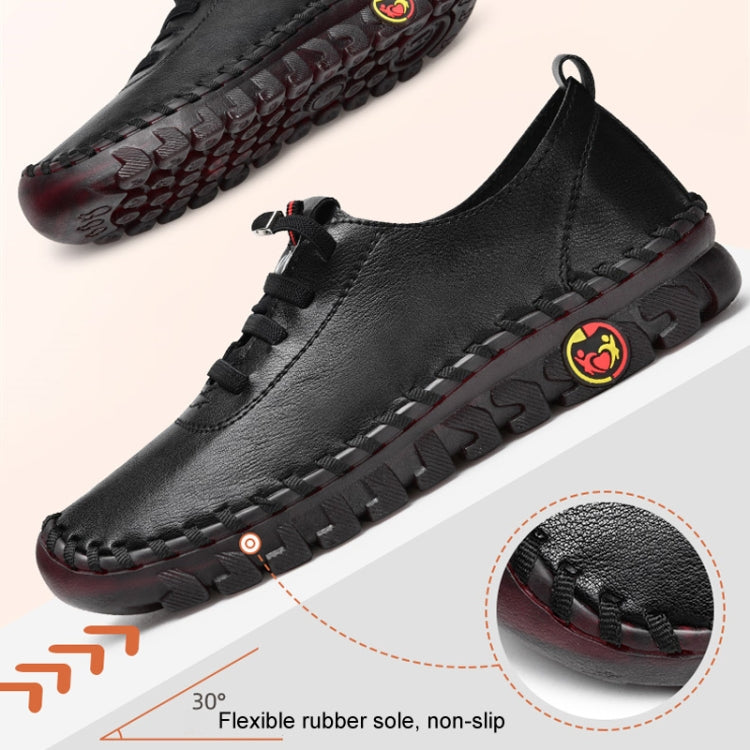Women Handmade Plus Size Flat Shoes Comfortable Soft-soled Breathable Casual Leather Loafers, Size: 41