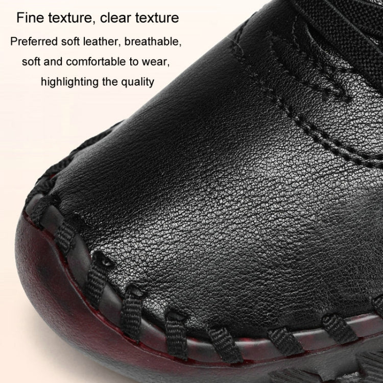 Women Handmade Plus Size Flat Shoes Comfortable Soft-soled Breathable Casual Leather Loafers, Size: 41