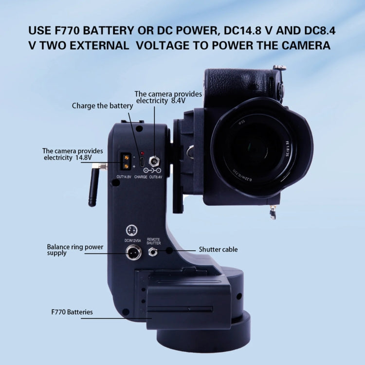 Zifon PT-5000 360 Panoramic Mirror Rotating Dual Axis Camera Remote Control Motorised Gimbal, EU Plug