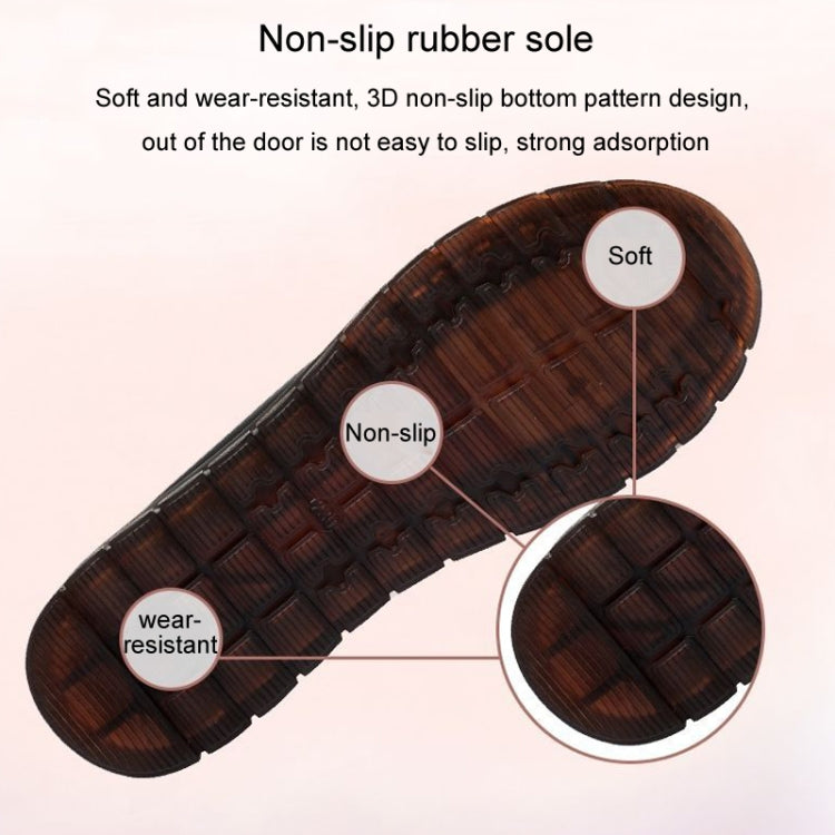 Women Leather Loafers Soft Sole Non-slip Middle-aged / Elderly Mom Shoes Flat Single Shoes, Size: 36