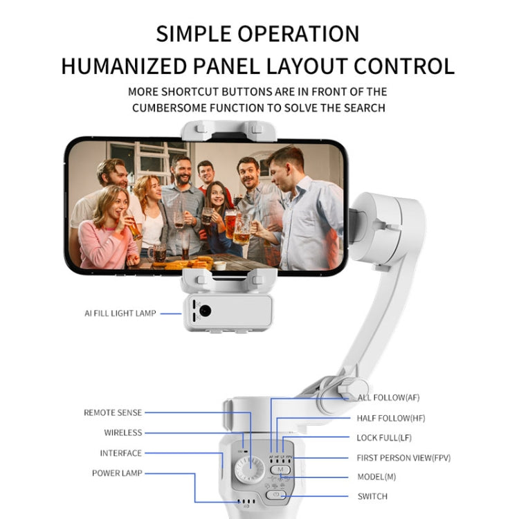 Three-Axis Anti-Shake Smart Gimbal Handheld Stabiliser With Face Follow Shot