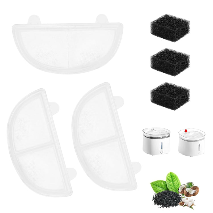 3+3pcs /Box Pet Water Fountain Filters Wireless Cat Fountain Replacement Filter With Pre-Filter Sponges