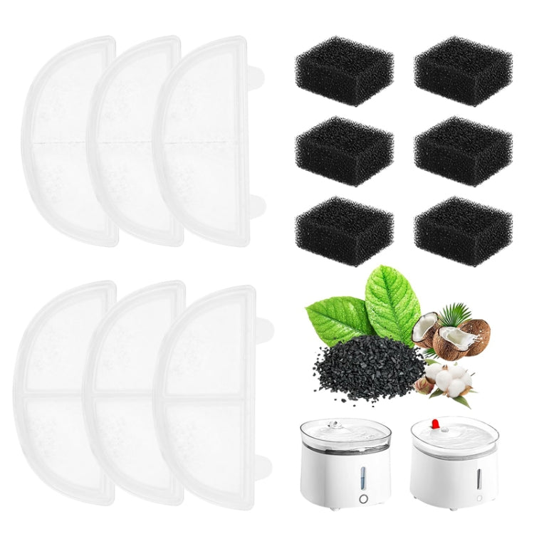 6+6pcs /Box Pet Water Fountain Filters Wireless Cat Fountain Replacement Filter With Pre-Filter Sponges