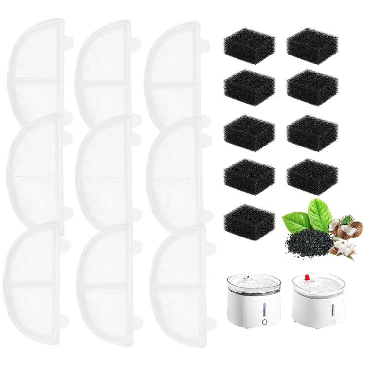 9+9pcs /Box Pet Water Fountain Filters Wireless Cat Fountain Replacement Filter With Pre-Filter Sponges