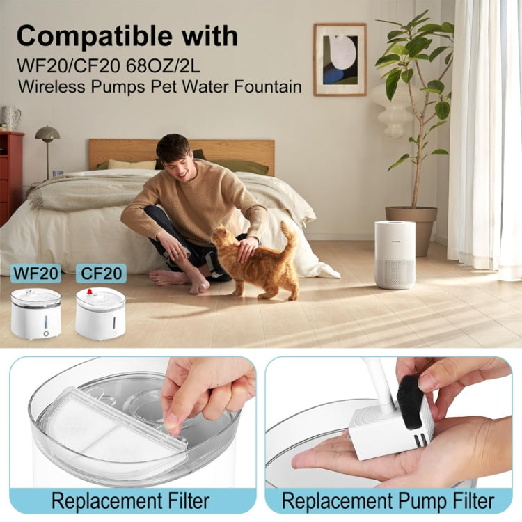 6+6pcs /Box Pet Water Fountain Filters Wireless Cat Fountain Replacement Filter With Pre-Filter Sponges