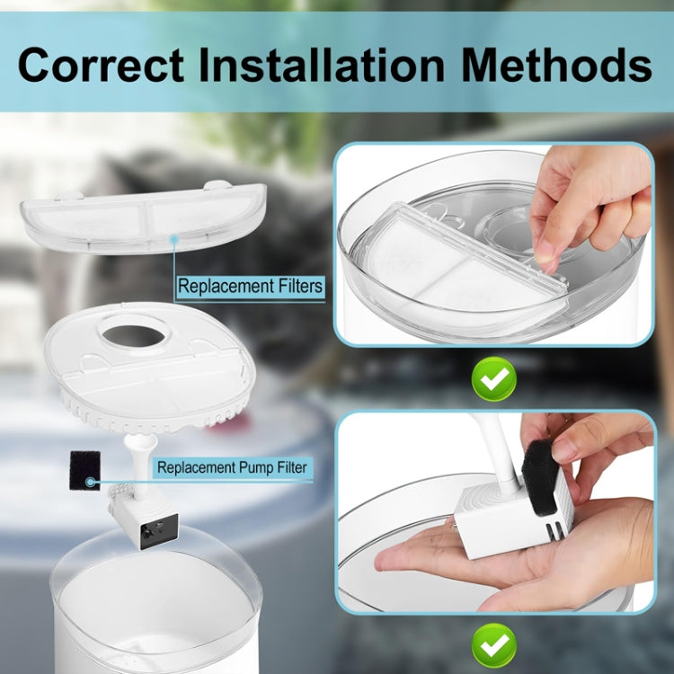 6+6pcs /Box Pet Water Fountain Filters Wireless Cat Fountain Replacement Filter With Pre-Filter Sponges