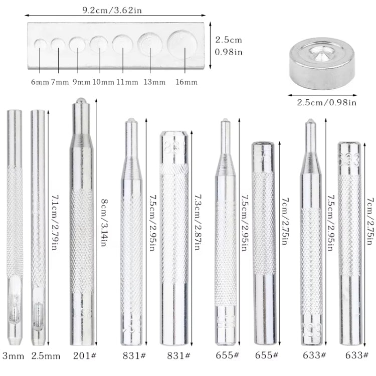 11pcs /Set Metal Snap Button DIY Installation Tool