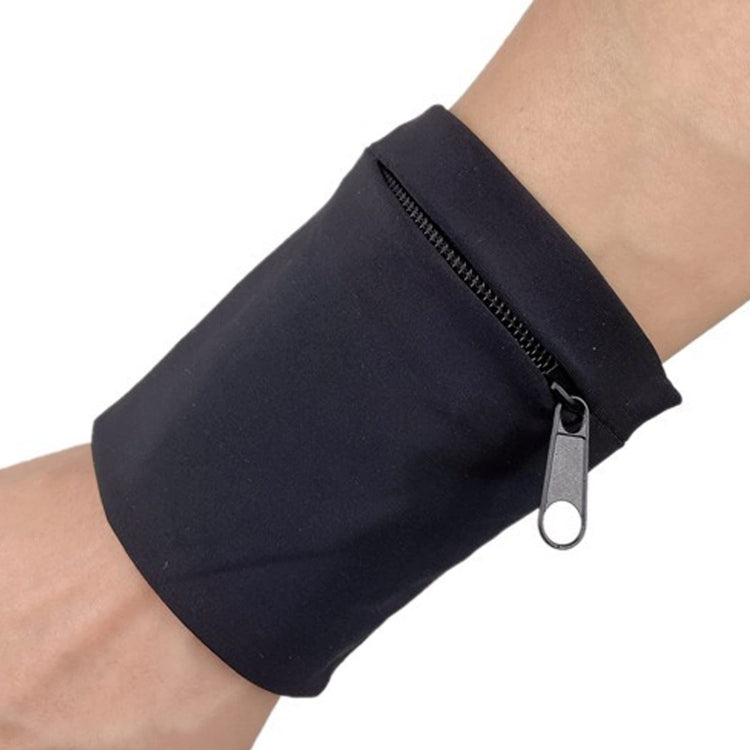 Outdoor Fitness Elastic Band Mobile Phone Arm Bag - Black