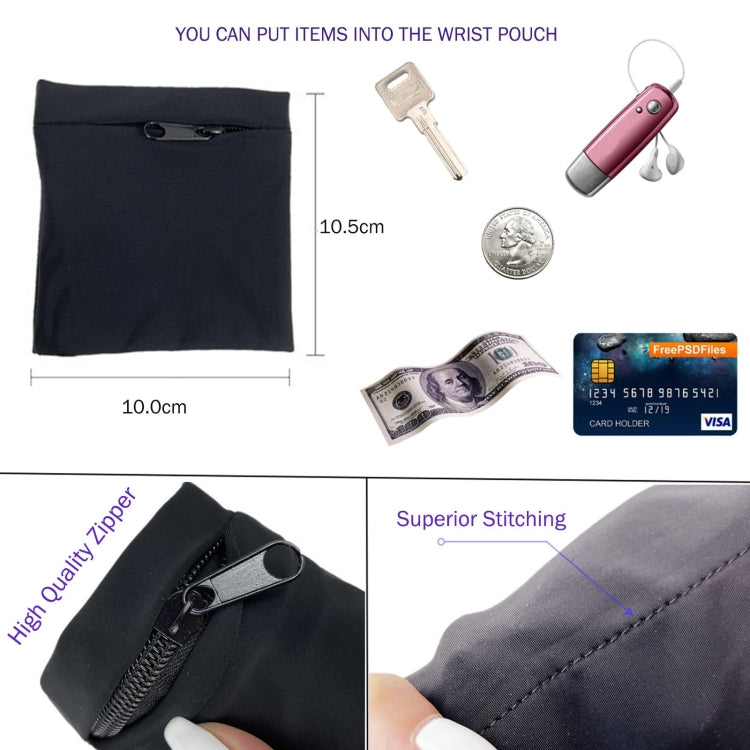 Outdoor Fitness Elastic Band Mobile Phone Arm Bag - Black
