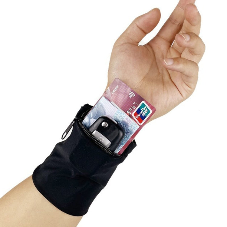 Outdoor Fitness Elastic Band Mobile Phone Arm Bag - Black