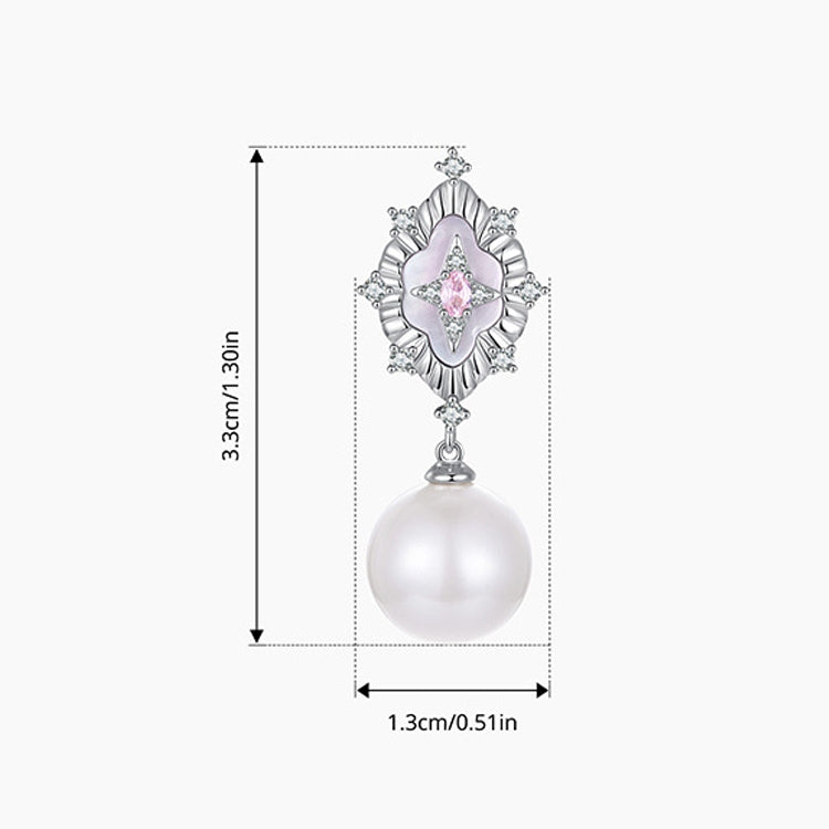 Vintage Starlight Shell Pearl Copper Material Platinum-Plated Earrings - YIE246