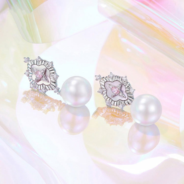 Vintage Starlight Shell Pearl Copper Material Platinum-Plated Earrings - YIE246