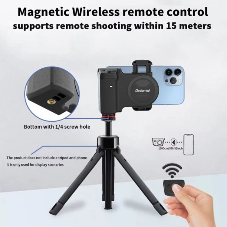 Desiontal PH-30A Mobile Phone Portable Bluetooth Remote Control Live Photo Anti-Shake Camera Aid - Black