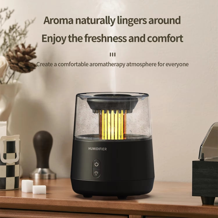 Raindrop Candlelight Aromatherapy Diffuser Air Humidifier with Colorful Lights US Plug Black