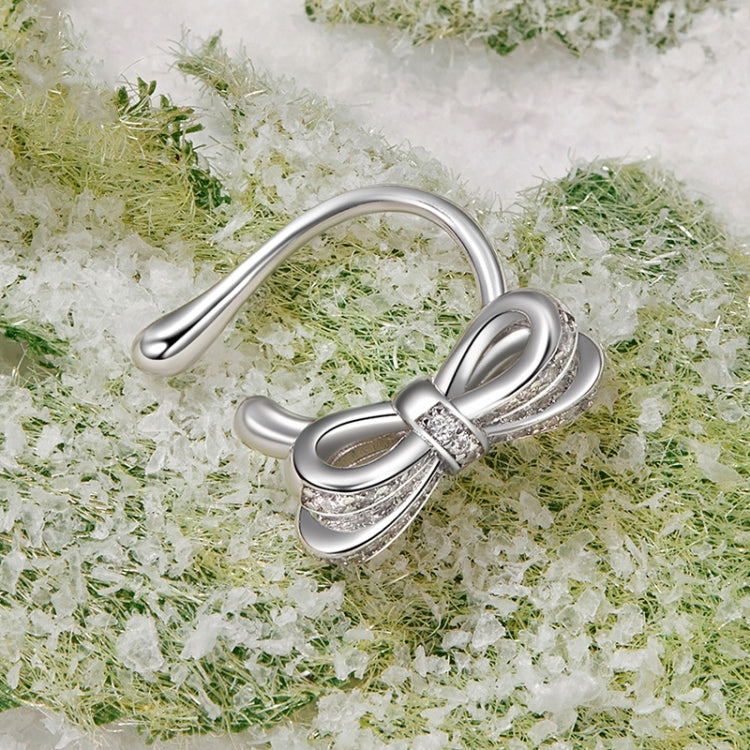 Elegant Bow Ear Bone Clip Copper Material Platinum-Plated Earrings - YIE248