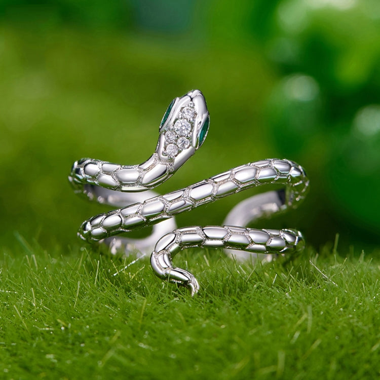 Wrapped Snake Copper Platinum-plated Adjustable Open Ring - YIR245-E