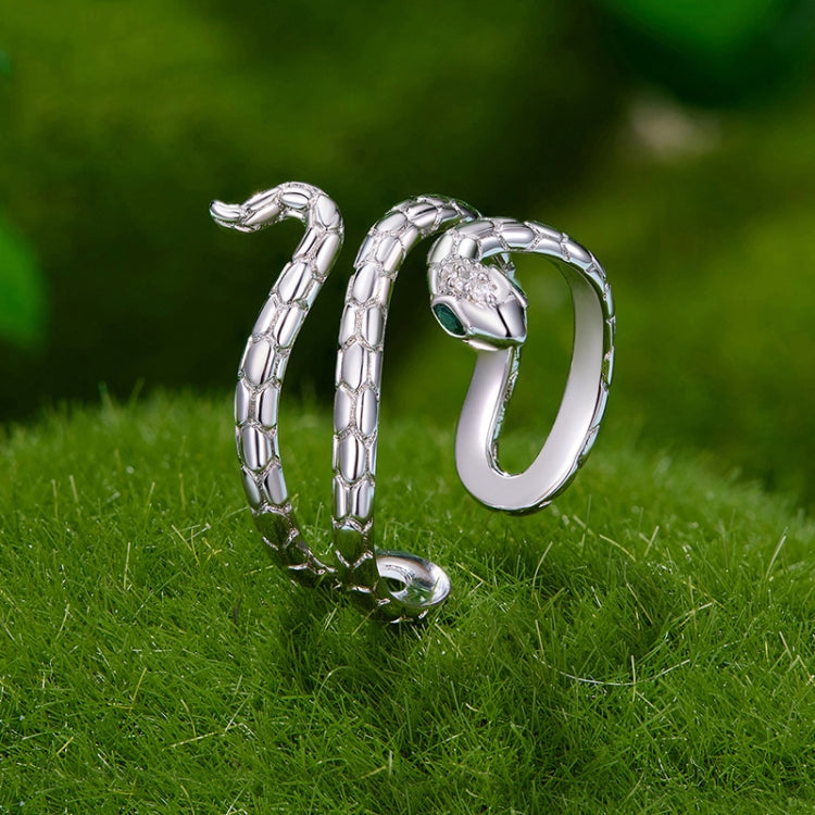 Wrapped Snake Copper Platinum-plated Adjustable Open Ring - YIR245-E