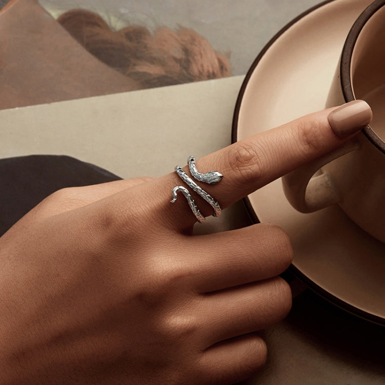 Wrapped Snake Copper Platinum-plated Adjustable Open Ring - YIR245-E