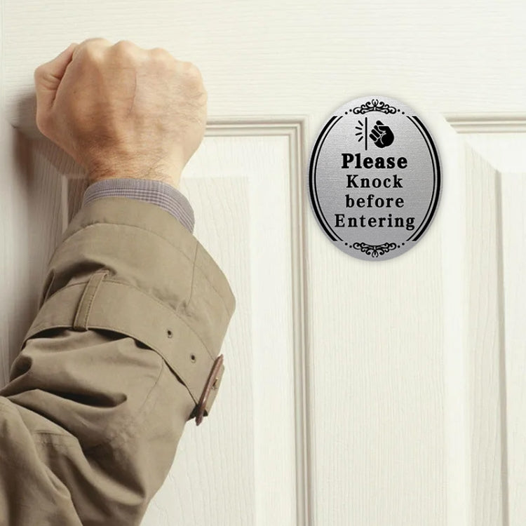 Please Knock Before Entering Instructions Waterproof Stickers - 20x12cm