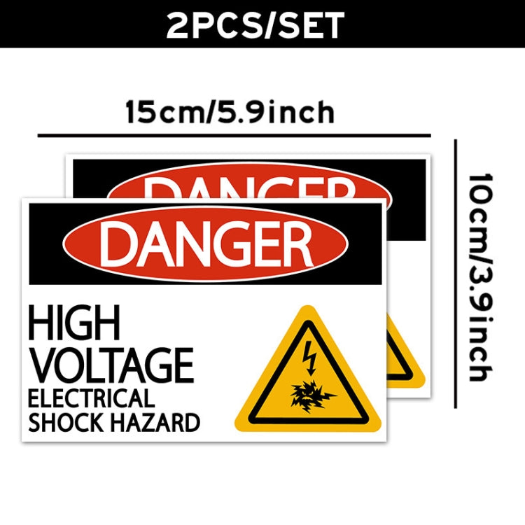 2pcs /Set 15x10cm High-Voltage Electrical Box Hazard Warning Waterproof Sticker