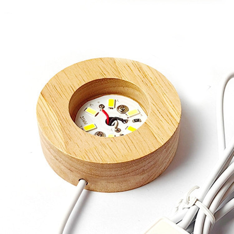 LED Light Solid Wood Luminous Base for Resin Art Acrylic Glass Lights Round 10x2cm