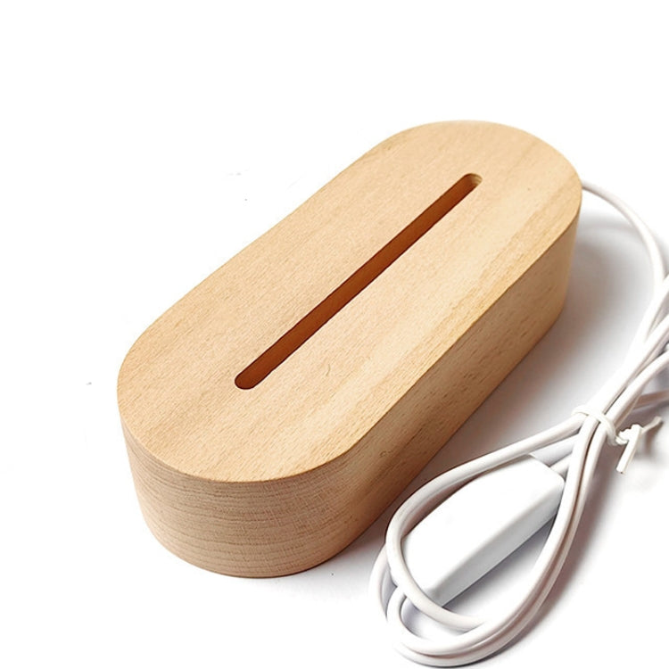 LED Light Solid Wood Luminous Base for Resin Art Acrylic Glass Lights Oval  15cm