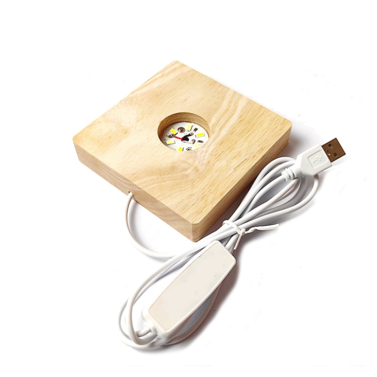 LED Light Solid Wood Luminous Base for Resin Art Acrylic Glass Lights Square 8x2cm