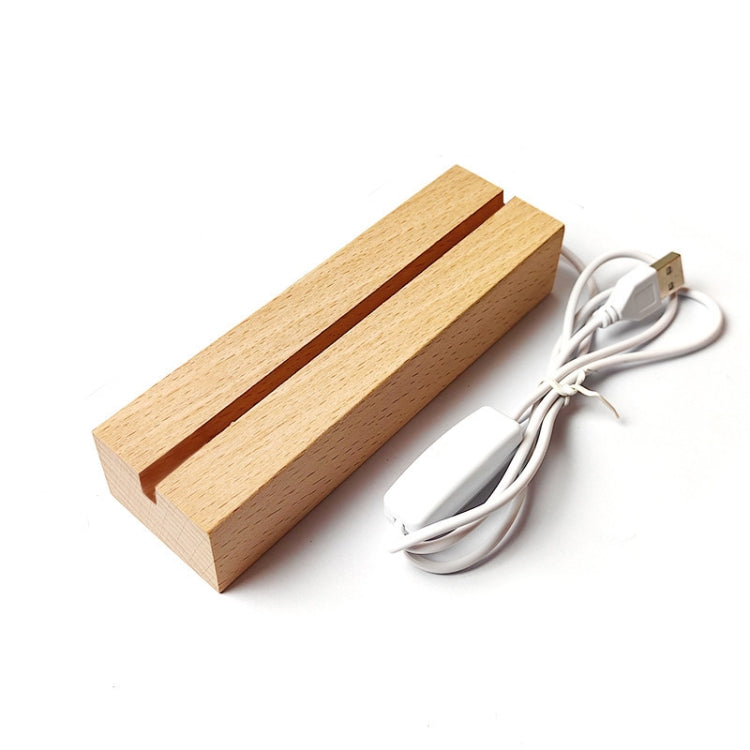 LED Light Solid Wood Luminous Base for Resin Art Acrylic Glass Lights Rectangular Slot 20cm