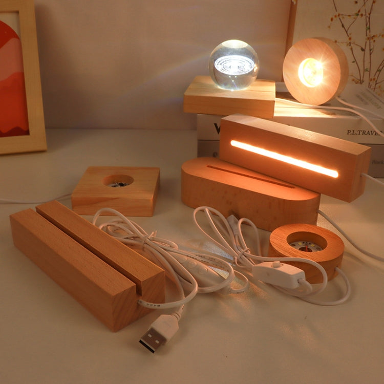 LED Light Solid Wood Luminous Base for Resin Art Acrylic Glass Lights Rectangular Slot 15cm