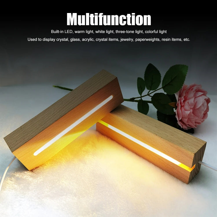 LED Light Solid Wood Luminous Base for Resin Art Acrylic Glass Lights Rectangular Slot 15cm