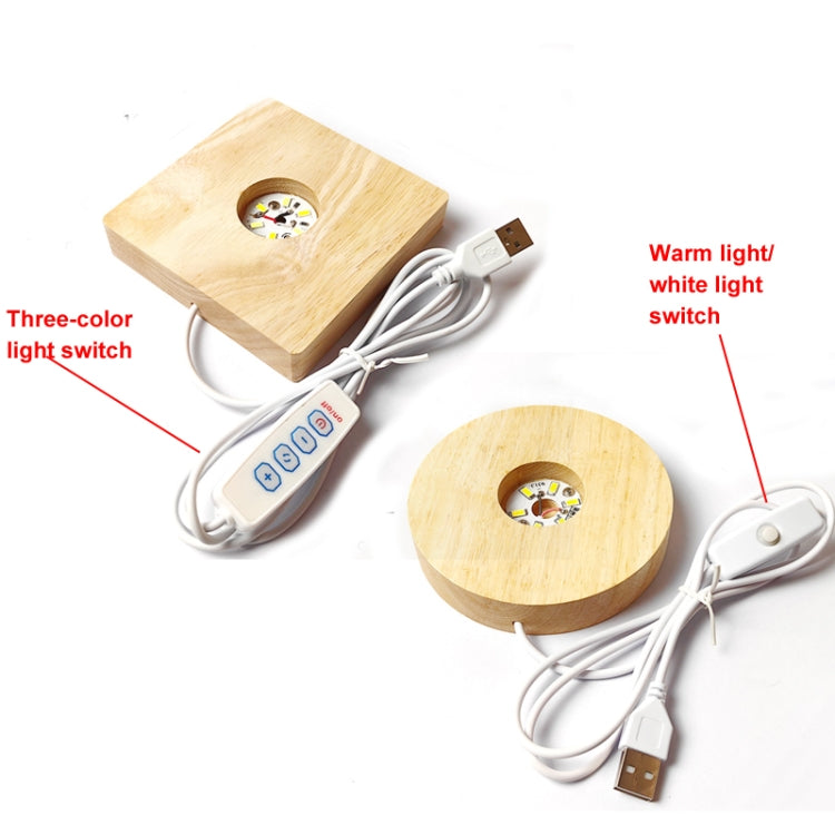 LED Light Solid Wood Luminous Base for Resin Art Acrylic Glass Lights Square 8x2cm