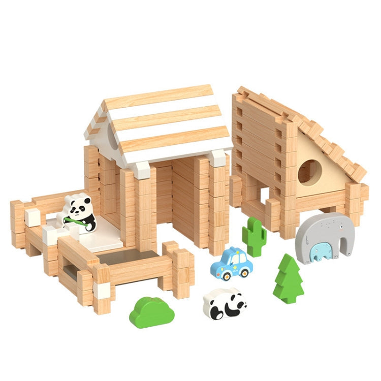 110pcs /Set Children Early Learning Mortise And Tenon Structure Building Blocks Hut DIY Wooden Assembly Educational Toy