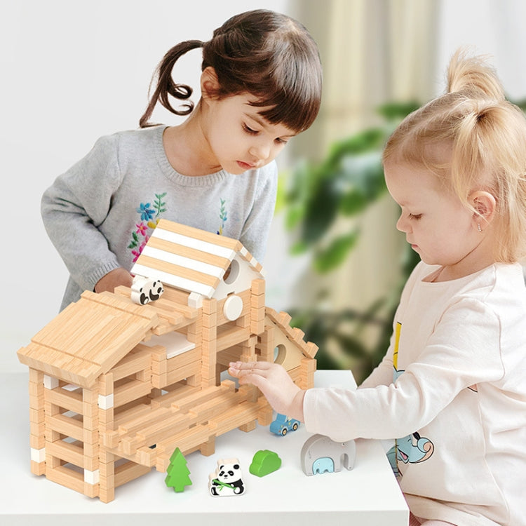 110pcs /Set Children Early Learning Mortise And Tenon Structure Building Blocks Hut DIY Wooden Assembly Educational Toy