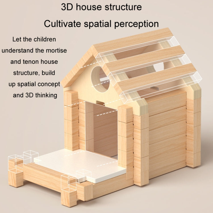 110pcs /Set Children Early Learning Mortise And Tenon Structure Building Blocks Hut DIY Wooden Assembly Educational Toy